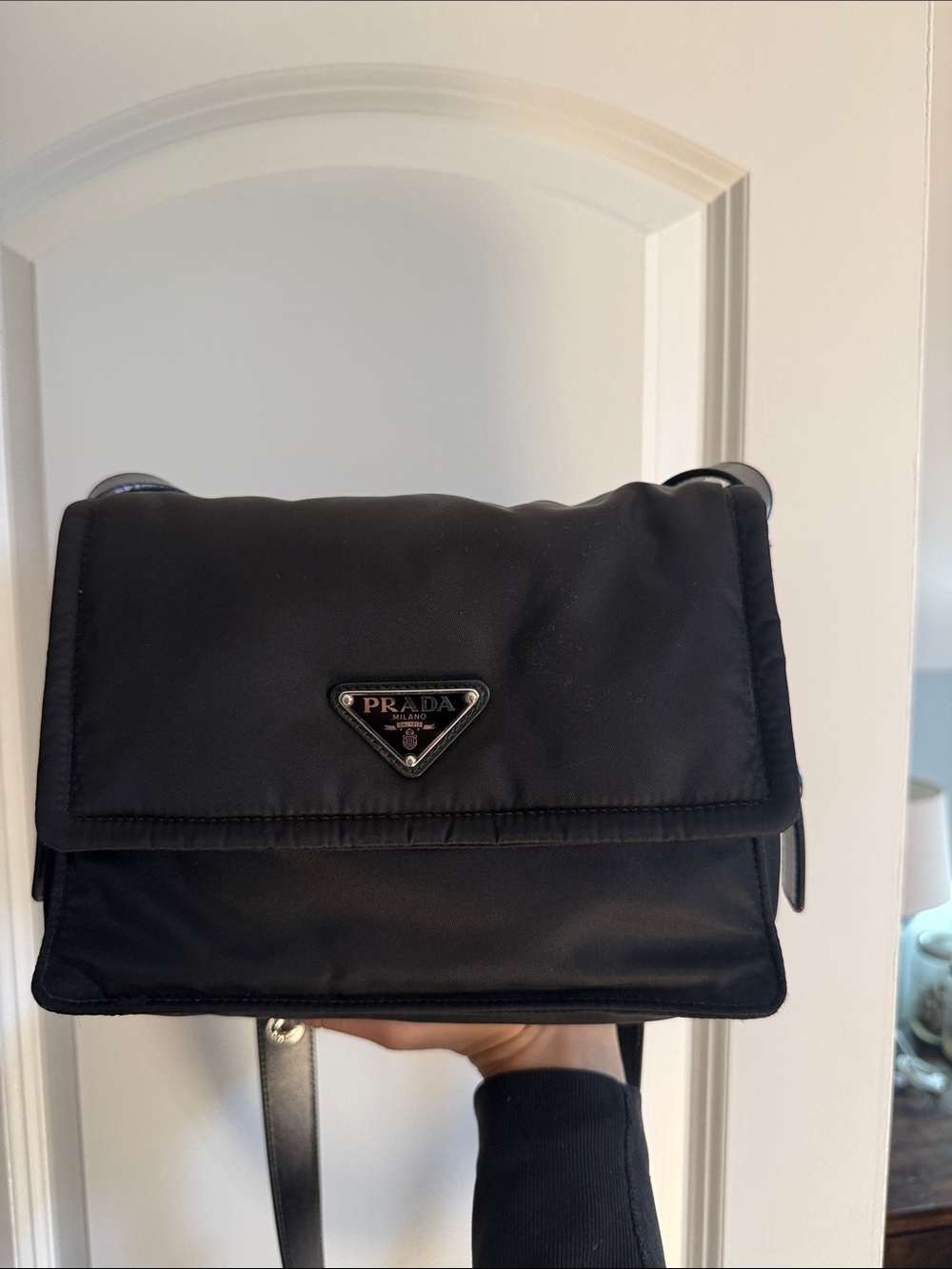 Prada Black Nylon Messenger Bag with Adjustable Strap